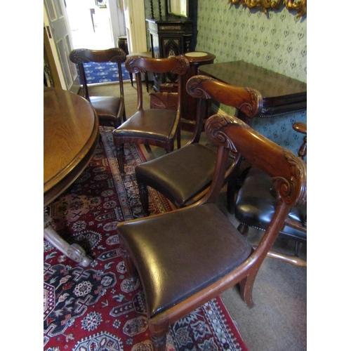 Set of Four William IV Dining Chairs Well Carved Backs above Concave Front Rail Seats