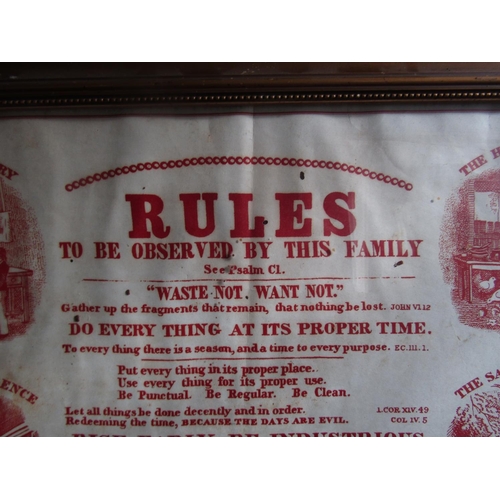 44 - Victorian Engraving Gilt Framed 'Rules to be Observed by this Family' Approximately 18 Inches High x... 
