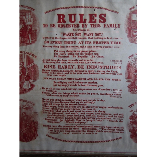 44 - Victorian Engraving Gilt Framed 'Rules to be Observed by this Family' Approximately 18 Inches High x... 