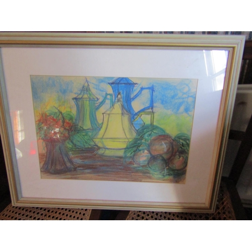 563 - Irish School Still Life Watercolour with Portrait Study Largest Approximately 12 Inches High x 18 In... 