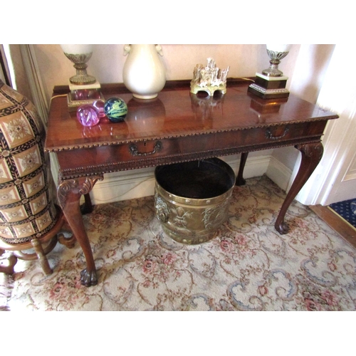 63 - Figured Mahogany Two Drawer Side Table Crossbanded Decoration with Well Carved Claw and Ball Support... 