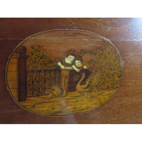 68 - Antique Serving Tray Mahogany with Marquetry Decoration Brass Side Carry Handles Full Gallery Approx... 