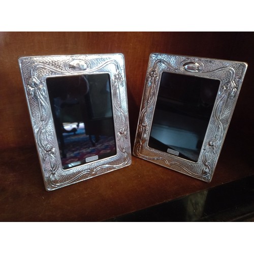 Pair of Silver Photographs Frames Art Nouveau Design Each 7 Inches High x 5 Inches Wide Good Condition