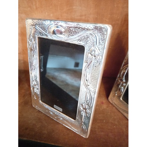 674 - Pair of Silver Photographs Frames Art Nouveau Design Each 7 Inches High x 5 Inches Wide Good Conditi... 