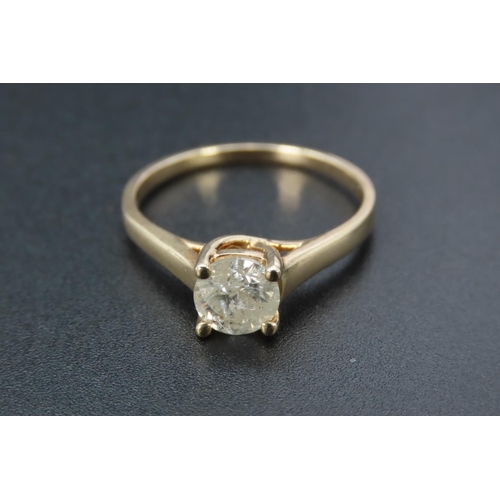 12 - 14 Carat Yellow Gold 1 Carat Diamond Solitaire Ring Size N and a Half Possibly Pale Sapphire