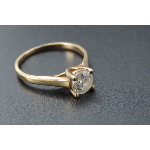 12 - 14 Carat Yellow Gold 1 Carat Diamond Solitaire Ring Size N and a Half Possibly Pale Sapphire