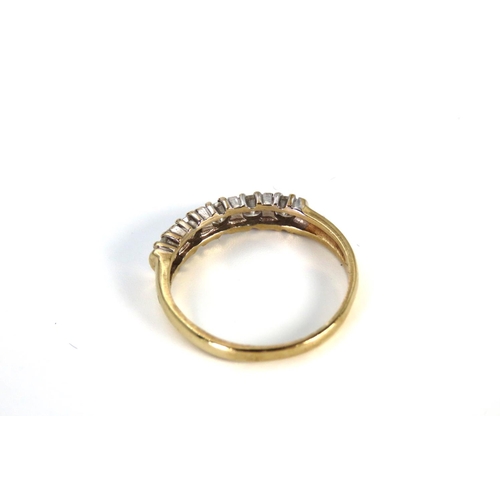 15 - Five Stone Diamond Ring Mounted on 9 Carat Yellow Gold Band Ring Size N and a Half
