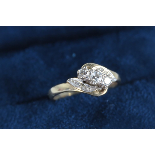 21 - Diamond Set Ladies 9 Carat Yellow Gold Ring Size J and a Half