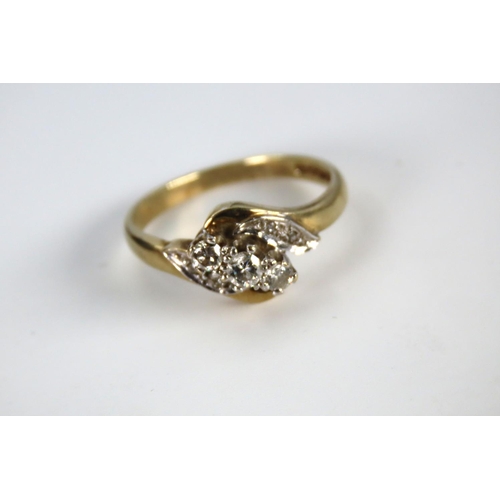 21 - Diamond Set Ladies 9 Carat Yellow Gold Ring Size J and a Half