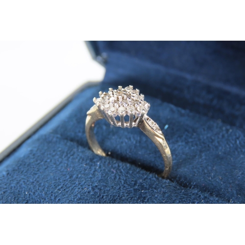 26 - Diamond Ladies Cluster Ring Platinum Set Mounted on 9 Carat Yellow Gold Ring Size M