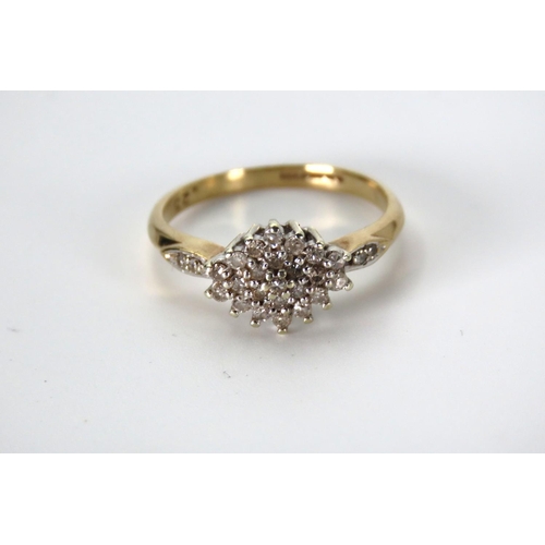 26 - Diamond Ladies Cluster Ring Platinum Set Mounted on 9 Carat Yellow Gold Ring Size M