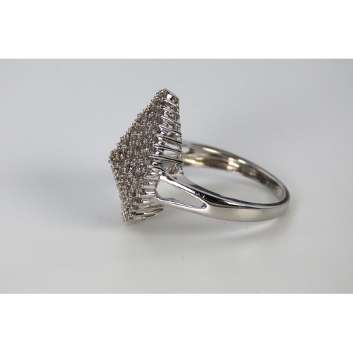 28 - 9 Carat White Gold Ladies Ring Marquis Set with Diamonds Ring Size O
