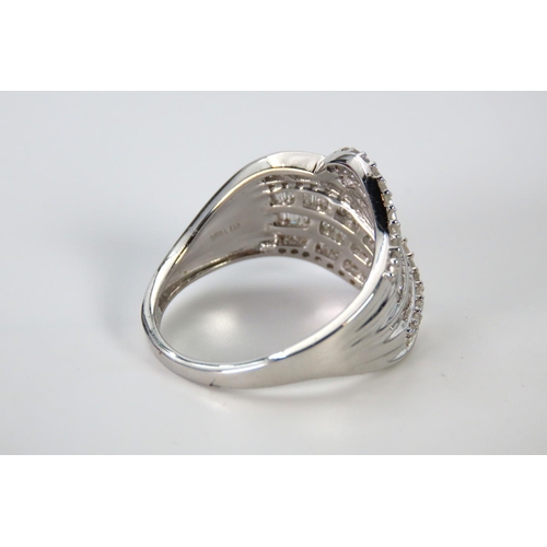 29 - Designer 9 Carat White Gold Diamond Ladies Ring Size Q