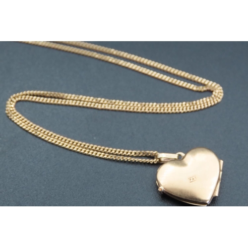 3 - 9 Carat Yellow Gold Hinged Form Heart Motif Locket on 9 Carat Gold Chain