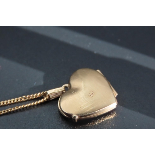 3 - 9 Carat Yellow Gold Hinged Form Heart Motif Locket on 9 Carat Gold Chain