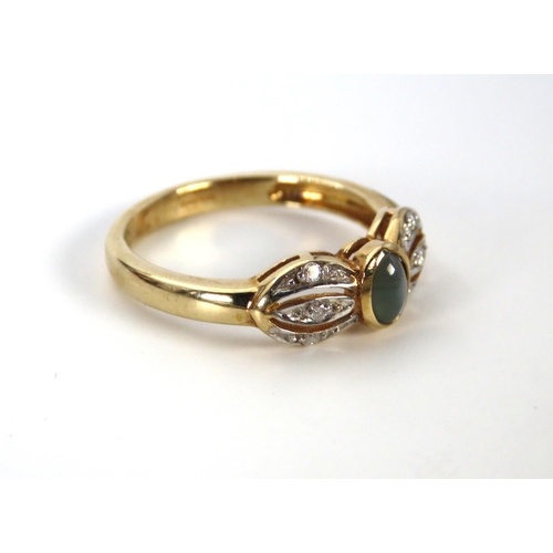 30 - Sapphire and Diamond Ladies Ring Mounted on 9 Carat Yellow Gold Ring Size N and a Half