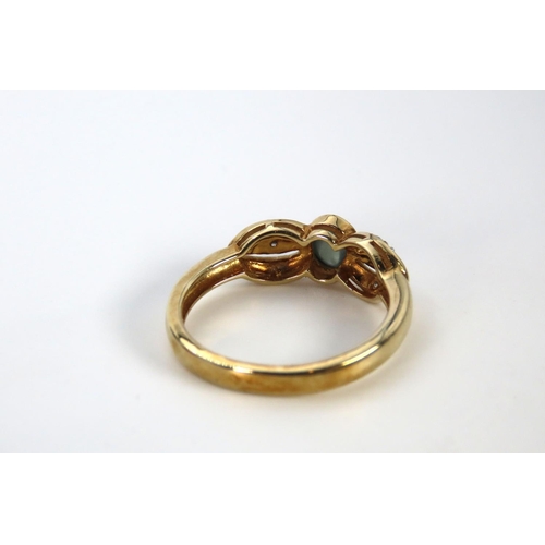 30 - Sapphire and Diamond Ladies Ring Mounted on 9 Carat Yellow Gold Ring Size N and a Half