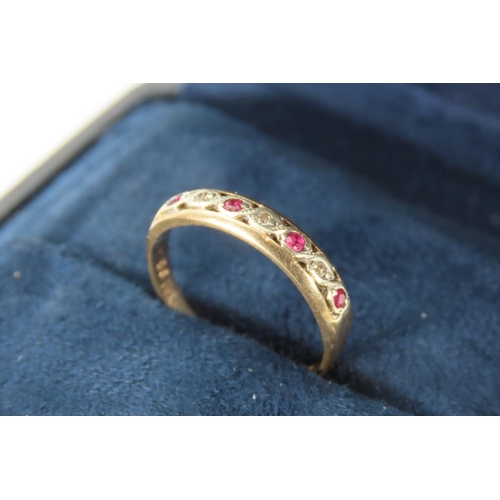 37 - Ruby and Diamond Ladies Band Ring Mounted on 9 Carat Yellow Gold Band Ring Size M