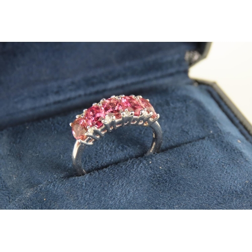 38 - Pink Topaz and Diamond Ladies Ring Mounted on 10 Carat White Gold Band
