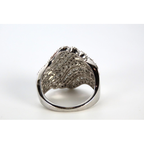 43 - 9 Carat White Gold Designer Ladies Ring Set with Diamonds Ring Size N and a Half