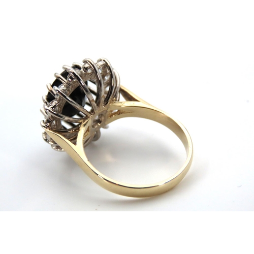 54 - Sapphire and Diamond Ladies Ring Platinum Set Mounted on 9 Carat Yellow Gold Band Ring Size O