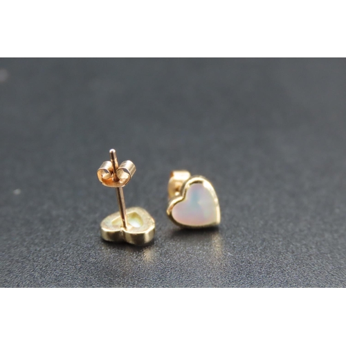 7 - Pair of 9 Carat Yellow Gold Set Moonstone Ladies Heart Motif Earrings and Another Pair Two Pairs