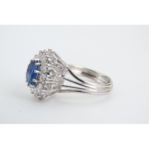 104 - 18 Carat White Gold Sapphire and Diamond Ladies Cluster Ring Cornflower Blue Colour Centre Stone Rin... 