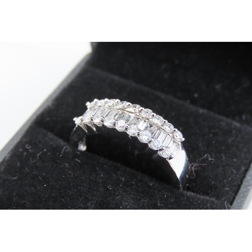 109 - 18 Carat White Gold Diamond Set Ladies Band Ring Baguette and Brilliant Cut Diamonds High Colour and... 