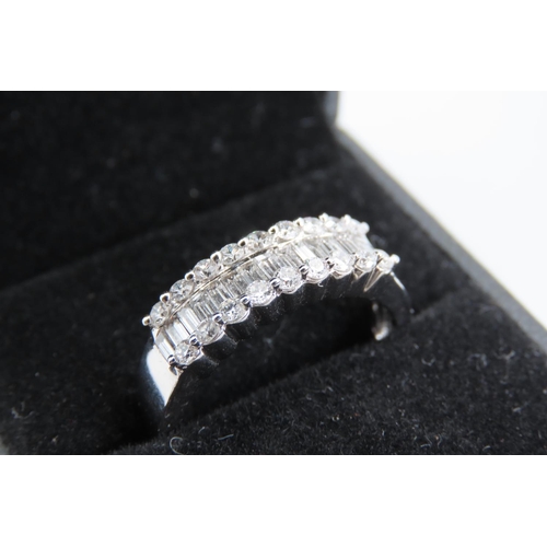 109 - 18 Carat White Gold Diamond Set Ladies Band Ring Baguette and Brilliant Cut Diamonds High Colour and... 