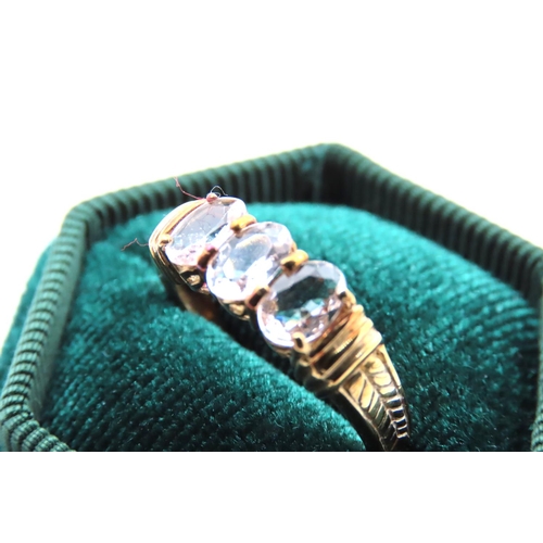 188 - Pink Sapphire 9 Carat Three Sone Ring Band Size N