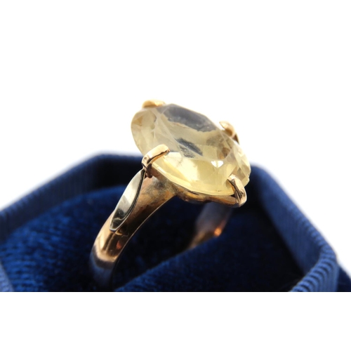 44 - Oval Cut Citrine Ladies Centre Stone Ring Four Claw Setting Mounted on 18 Carat Gold Band Ring Size ... 