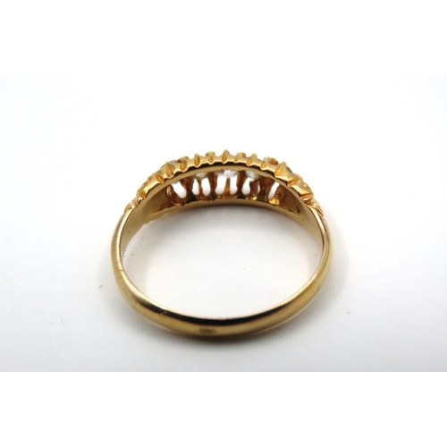 57 - Edwardian 18 Carat Gold Old Cut Diamond Five Stone Ring Hallmarks for 1903 Ring Size M and a Half