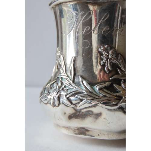 605 - Silver Shaped Form Mug Embossed Decoration to Frieze