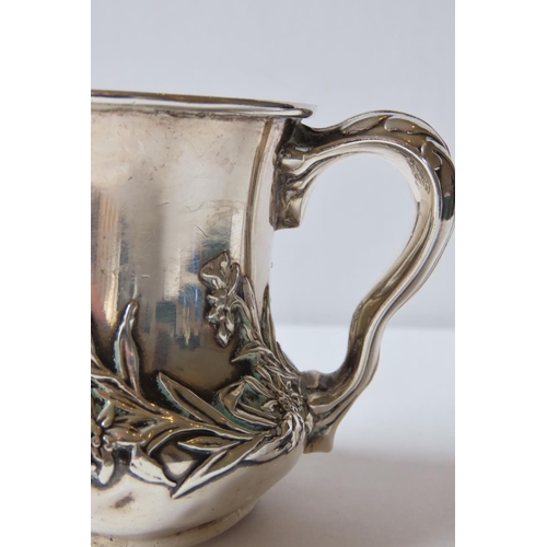 605 - Silver Shaped Form Mug Embossed Decoration to Frieze