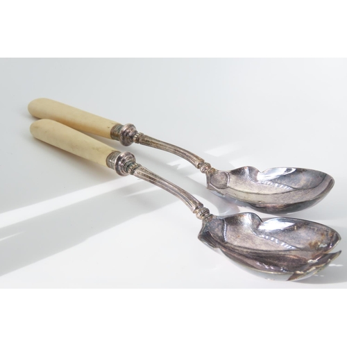 609 - Pair of Silver Collar Salad Spoons