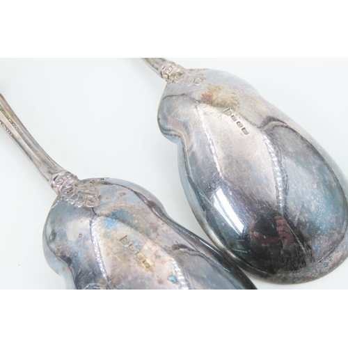 609 - Pair of Silver Collar Salad Spoons