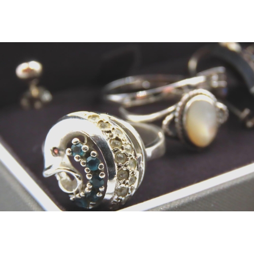 610 - Various Silver Vintage Jewellery including Rings and Earrings Quantity As Photographed