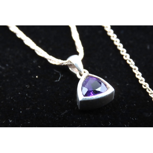 611 - Three Silver Pendant Necklaces including Two Amethyst Gemset