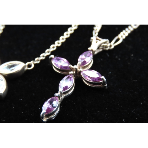 611 - Three Silver Pendant Necklaces including Two Amethyst Gemset