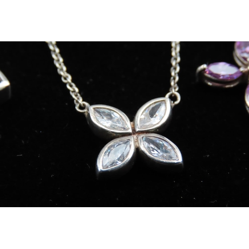 611 - Three Silver Pendant Necklaces including Two Amethyst Gemset