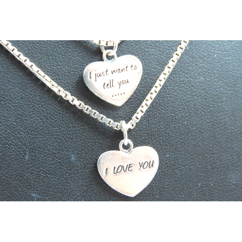 612 - Three Heart Motif Silver Pendant Necklaces on Silver Chains