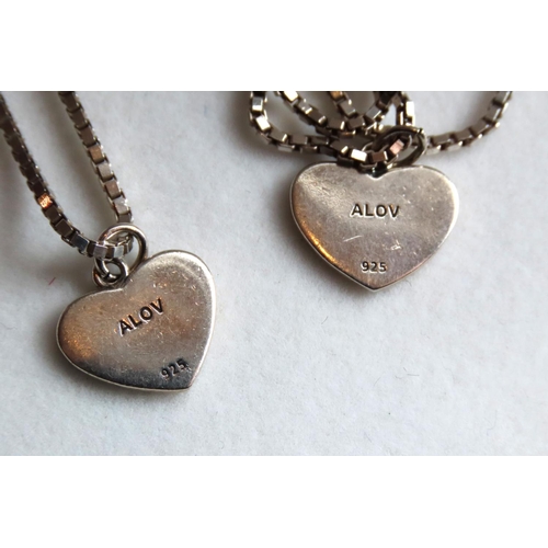 612 - Three Heart Motif Silver Pendant Necklaces on Silver Chains