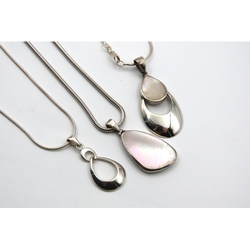 613 - Three Vintage Silver Necklaces Mounted on Silver Chains