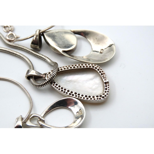 613 - Three Vintage Silver Necklaces Mounted on Silver Chains