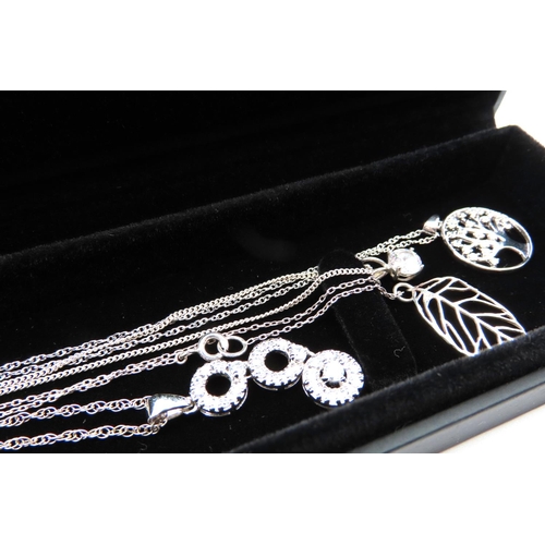 616 - Three Silver Ladies Pendant Necklaces Mounted on Silver Chains