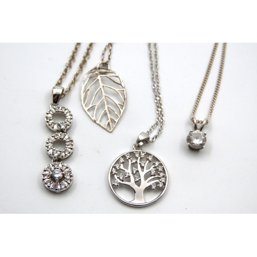 616 - Three Silver Ladies Pendant Necklaces Mounted on Silver Chains