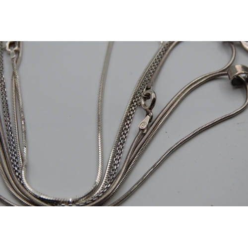 617 - Four Silver Ladies Pendant Necklaces Mounted on Silver Chains