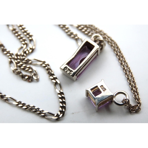 618 - Three Silver Ladies Pendant Necklaces with Gemset Pendants