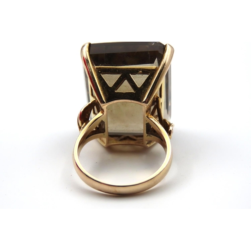 63 - Smokey Quartz Ladies Dress Ring Mounted on 9 Carat Gold Band. Smokey Quartz Carat Weight Approximate... 