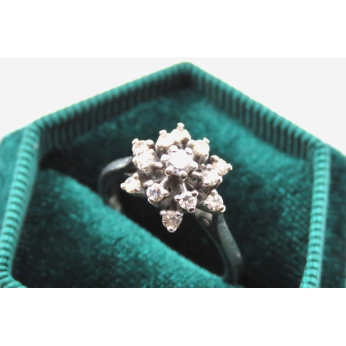 65 - Ladies Diamond Cluster Ring Approximately 0.5 Carat Diamonds Mounted on 18 Carat Gold Ring Size N